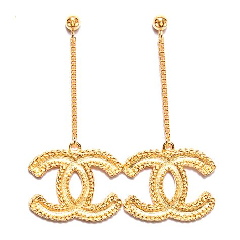 gold cc chanel earrings|chanel earrings cc real.